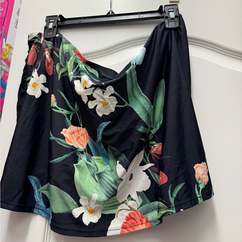 Jantzen Black Floral Swim Sarong
